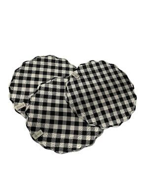 Rachel Ashwell Farmhouse Set of 3 Scalloped Placemats BlackWhite Gingham Prairie
